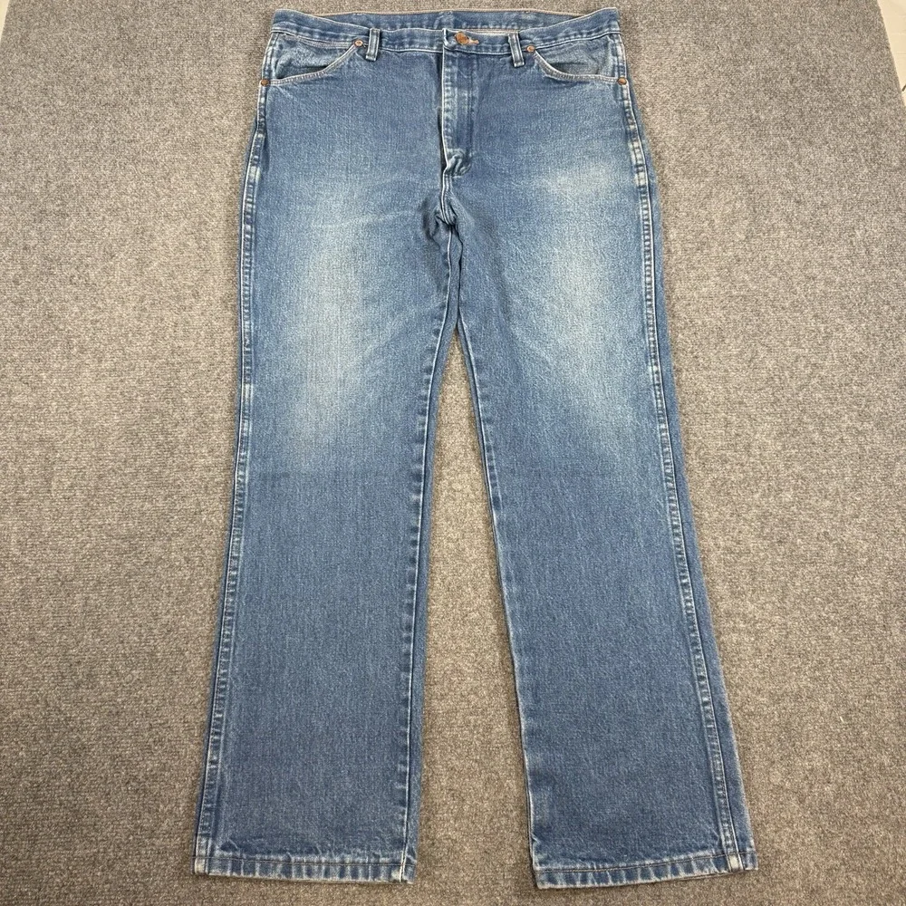 Wrangler Jeans Mens 38x32 (Fits 35x31) Blue Cowboy Cut Slim‎ Fit 936DEN Western